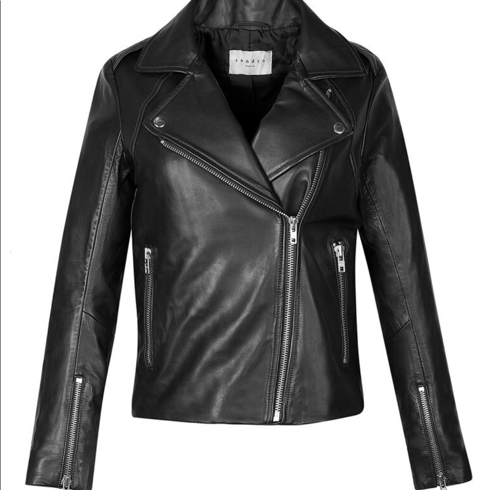 Sandro Leather Biker Jacket (Size 2)